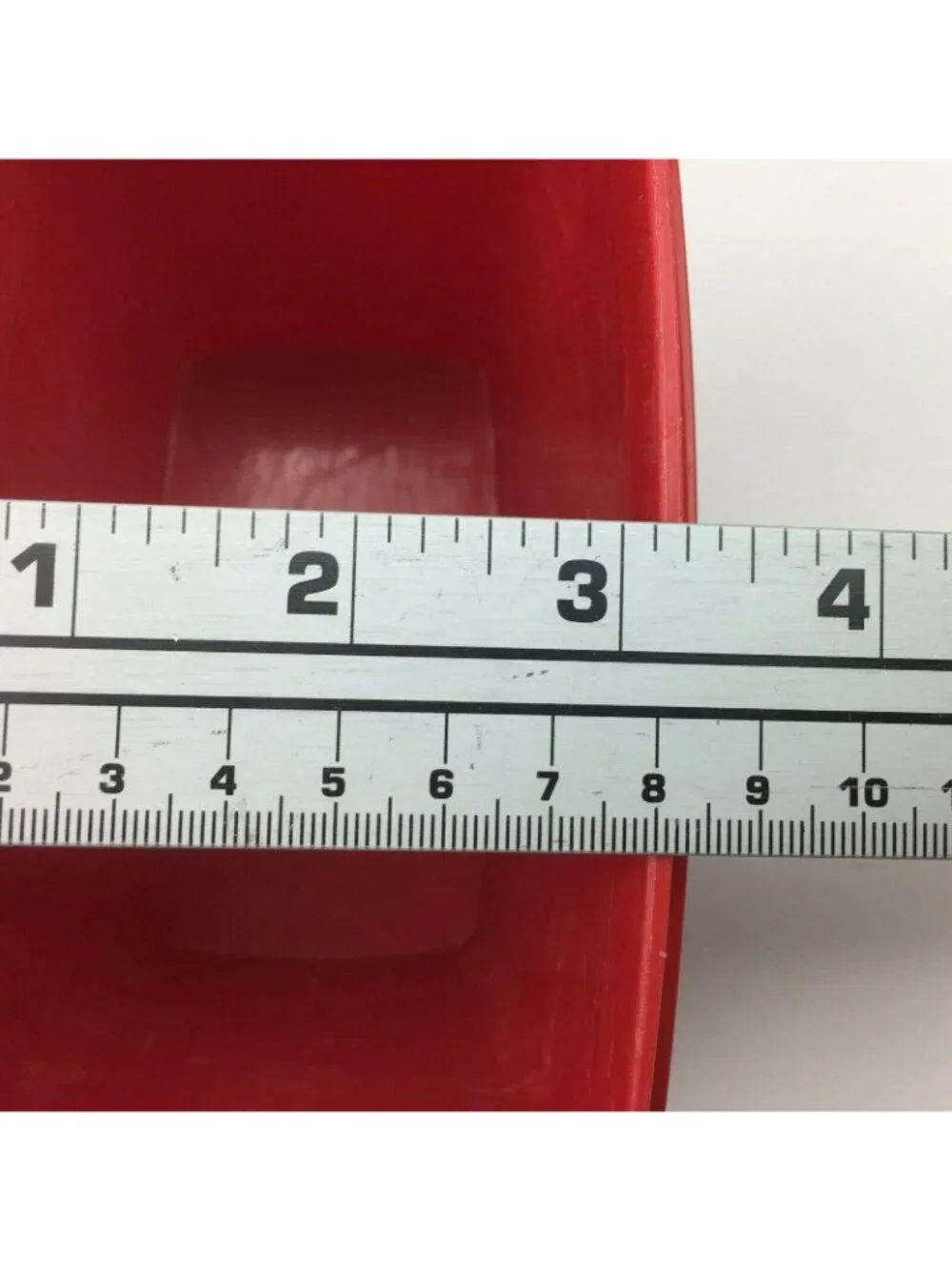Vintage Tupperware Shelf Saver Red Container Sheer Clear Lid 1243-2 Modular